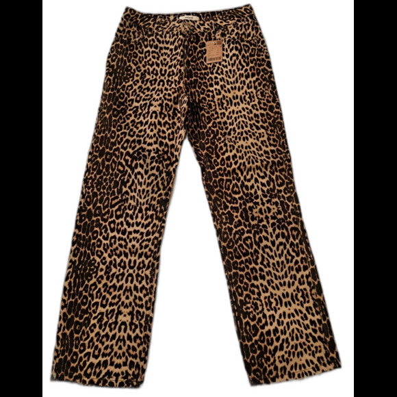 Promod Leopard Print Wide Leg Jeans Women Size 40 - Picture 4 of 11